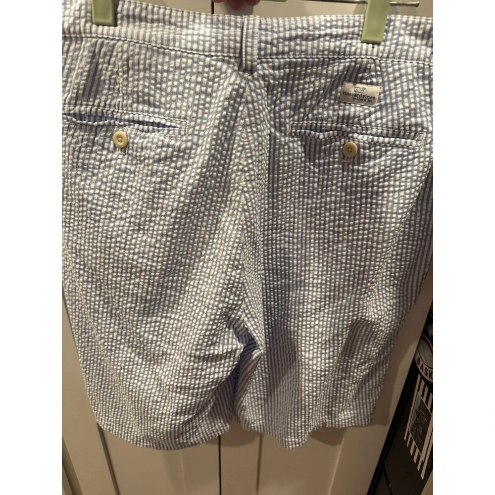 Vineyard Vines Mens Blue‎ White Striped Seersucker Shorts Size 34 Cotton Preppy